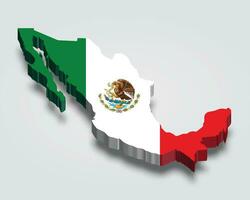 Mexique 3d carte avec drapeau vecteur