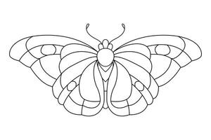 papillon noir blanc isolé esquisser illustration. coloration page pour des gamins et adultes. vecteur