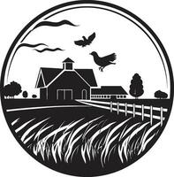 campagne récolte agricole ferme emblème propriété héritage noir vecteur logo pour fermes