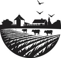 récolte horizon noir vecteur logo pour ferme la vie rural sanctuaire agricole ferme icône dans vecteur