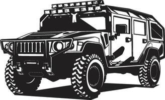 combat croiseur armée véhicule vecteur logo tactique transport noir iconique 4x4 emblème