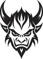 infernal icône agressif diable s visage dans vecteur forme diabolique rage vecteur noir logo de diable s diabolique visage