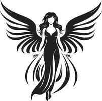 séraphique beauté vecteur ailé logo astral sérénité ange ailes icône