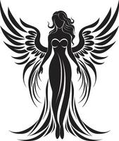 angélique beauté noir ailes icône conception céleste la grâce ange ailes emblématique icône vecteur