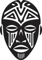 ethnique énigme africain tribal masque vecteur emblème tribal trésors noir logo icône de africain masque