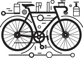 cycliste élégant noir vélo emblème piste cyclable iconique bicyclette vecteur conception