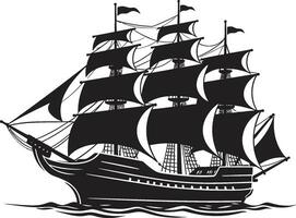 intemporel navire noir navire logo maritime héritage vecteur ancien navire