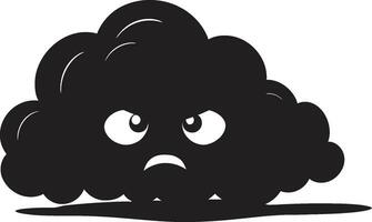 volatil vapeur en colère dessin animé nuage icône orageux bourrasque noir en colère nuage emblème vecteur