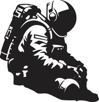 cosmique périple noir astronaute logo icône céleste pionnier vecteur espace explorateur