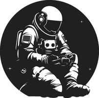 cosmos voyageur noir espace explorateur logo galactique expéditionnaire astronaute vecteur icône