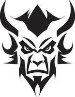 diabolique fureur agressif diable vecteur emblème infernal menace noir icône de diable s visage