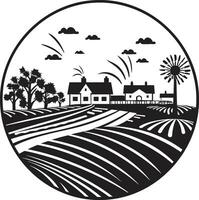 récolte horizon noir vecteur logo pour ferme la vie ferme éclat agricole ferme emblème