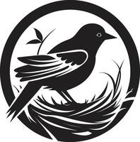 aérien talent artistique noir nid emblème oiseau s havre vecteur nid logo