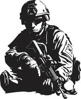 stratégique défenseur noir vecteur soldat logo combat avant-garde armé les forces emblème conception