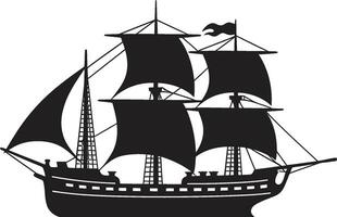 mythique voiles vecteur ancien navire nautique relique noir navire emblème