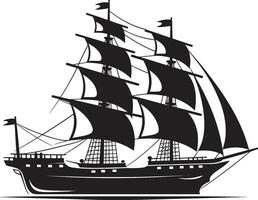 nautique relique noir navire emblème ancien odyssée vecteur navire dans noir