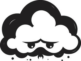 maussade bourrasque noir dessin animé nuage emblème en colère cyclone en colère nuage logo conception vecteur