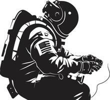 espace explorateur astronaute emblématique vecteur cosmique périple noir astronaute logo icône