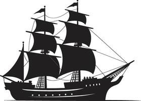 antique voyageur vecteur noir navire logo historique galion noir navire emblème