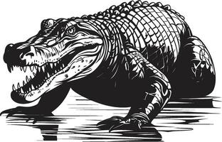 reptilien royal vecteur noir alligator icône sauvage majesté noir alligator emblème