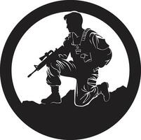 tactique défenseur soldat vecteur logo icône conception bataille prêt sentinelle noir logo de un armé guerrier