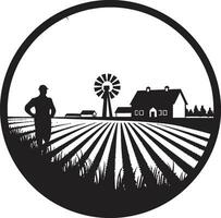 récolte élégance agricole ferme emblème ferme essence noir vecteur logo pour ferme la vie