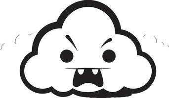 furieux orage vecteur en colère nuage icône foncé fureur en colère dessin animé nuage emblème