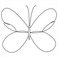 Facile papillon continu Célibataire ligne art dessin et papillon ligne art vecteur illustration