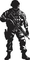 bataille sentinelle armé guerrier noir logo défensive vigilance vecteur noir soldat