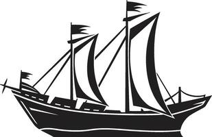patiné galion vecteur navire icône mythique périple noir navire emblème