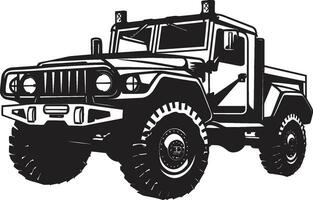 militaire éclaireur 4x4 noir emblème bataille prêt transport vecteur logo conception