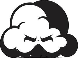 orageux fureur dessin animé nuage noir logo courroucé tempête en colère vecteur nuage emblème