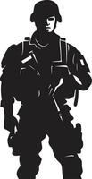 combat précision vecteur armé les forces logo défenseur s résoudre armé homme noir emblème