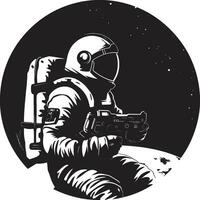 espace explorateur astronaute emblématique vecteur cosmique périple noir astronaute logo icône