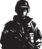 militant protecteur vecteur soldat emblème bataille sentinelle armé guerrier noir logo