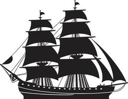 antique voyageur vecteur navire icône ancien explorateur noir navire emblème