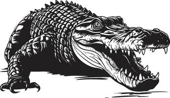sauvage majesté alligator noir logo icône rivière règle vecteur alligator dans noir