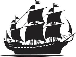 intemporel navire noir ancien navire emblème mythique périple vecteur navire logo