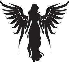 radiant sérénité noir ange logo céleste élégance ange ailes icône vecteur