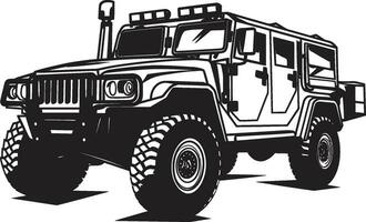 Gardien vagabond noir armée transport logo le commandant s véhicule 4x4 armée vecteur symbole