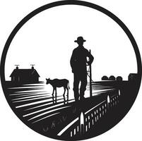 campagne élégance agricole ferme icône rustique sérénité noir vecteur logo pour ferme la vie