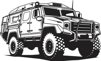 combat croiseur armée véhicule vecteur logo tactique transport noir iconique 4x4 emblème