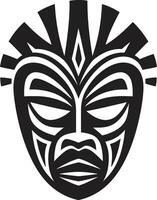 fait écho de ancestral talent artistique africain tribal masque emblème mystique symbolisme vecteur noir logo de tribal masque