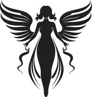 céleste Messager noir ailes symbole Divin harmonie angélique emblème conception vecteur
