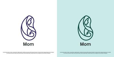 Enceinte mère logo conception illustration. ligne art de le gens Enceinte femme, maternité femme porter une fœtus. Facile icône symbole de enfant naissance minimal moderne élégant chaud lisse calme doux. vecteur