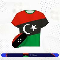 Libye le rugby Jersey avec le rugby Balle de Libye sur abstrait sport Contexte. vecteur