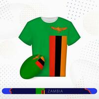 Zambie le rugby Jersey avec le rugby Balle de Zambie sur abstrait sport Contexte. vecteur