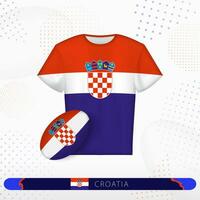 Croatie le rugby Jersey avec le rugby Balle de Croatie sur abstrait sport Contexte. vecteur