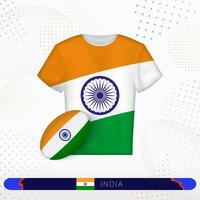 Inde le rugby Jersey avec le rugby Balle de Inde sur abstrait sport Contexte. vecteur