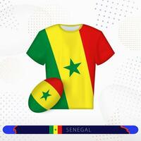 Sénégal le rugby Jersey avec le rugby Balle de Sénégal sur abstrait sport Contexte. vecteur